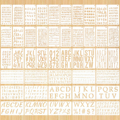 1/3, 1/2, 3/4, 1, 2 Inch Letter Stencils for Painting, 45 Pcs Reusable Plastic Alphabet and Number Symbols Stencils for ournal Notebook, Diary, Scrapbook Decor Supplies Crafts Art Projects