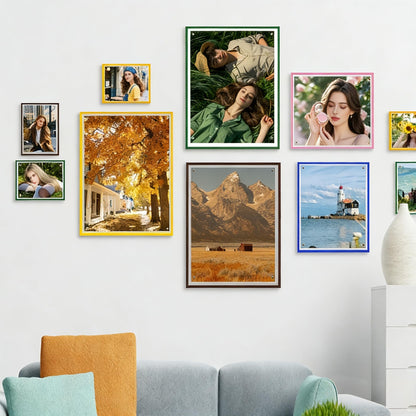 10x10 Picture Acrylic Glass Frame Green Clear Floating Photo Frames for Art Print Wall-Mountable, Individual Tabletop, Shelf and Desk, Decorative Art Design, Home Décor (Art Deco, Emerald Green, 10X10)