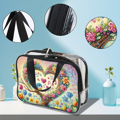 JZHYOAN Diamond PaintingTravel Toiletry Bag for Women Makeup Storage Organizer Art Portable Travel Makeup Pouch with Zipper Love Pattern Cosmetic Toiletry Bag for Shampoo Conditioner Brushes Set