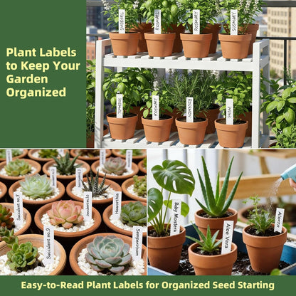 EMBRASUN 350 (350PCS) Plant Labels PCS, Slim White Garden Plant Tags with Holes, PP Plastic Waterproof Labels