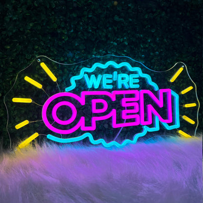 BUIZZEUOIV Open Neon Sign, Large 20'' LED Open Business Sign for Windows Doors, LED Welcome Sign for New Store Opening, USB Powered Grand Opening Light for Cafe Office Retail Shop Restaurant