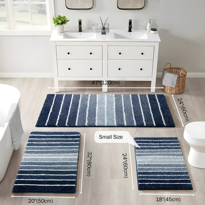 TANVILL Blue Bathroom Rug, Non-Slip Washable Absorbent Bath Mat