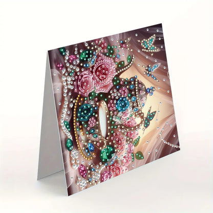 MaiYiYi 6 Pack DIY Coffee Diamond Painting Greeting Cards Kit, Butterfly Diamond Art Greeting Cards, Rose Diamond Painting Cards for Friends Holiday Birthday