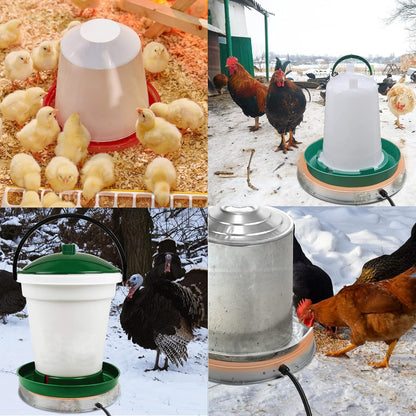 6 125W Poultry Chicken Water Heater: Chicken Water Heater Base for Winter, for Plastic/Metal Poultry Watere Under