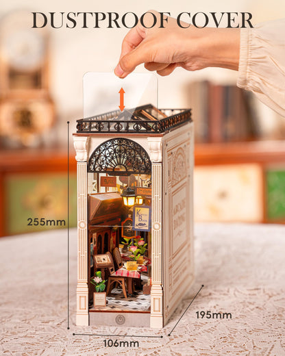 Rolife 3.5 hrs Beginner Friendly Book Nook - 3D Wooden Puzzle with LED Lights and Dust Cover - DIY Miniature House Kit Bookshelf Insert Decor - Arcade Dating (TGB10)