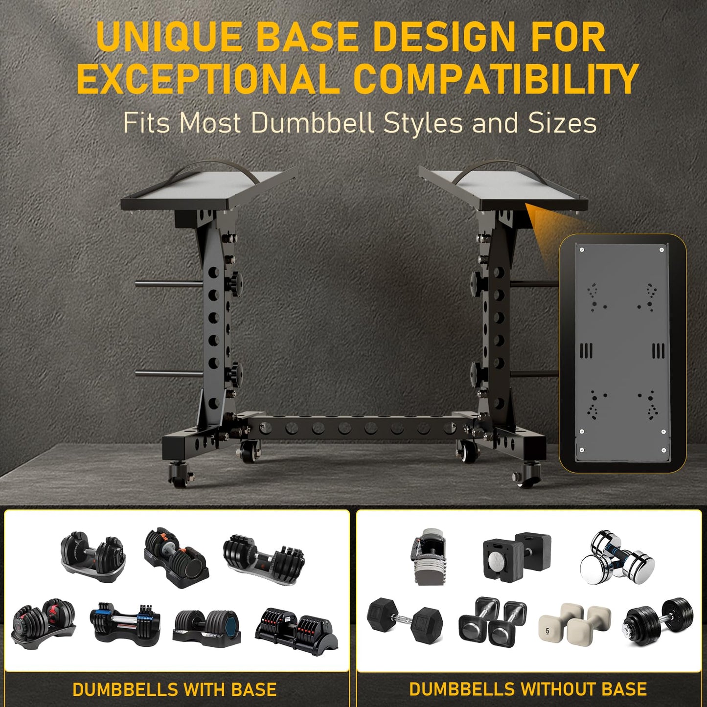 Eisenlink Adjustable Dumbbell Rack & Weight Rack, Holds 440 lbs, Space Saving Design for Home Gym Organization (High Rack)