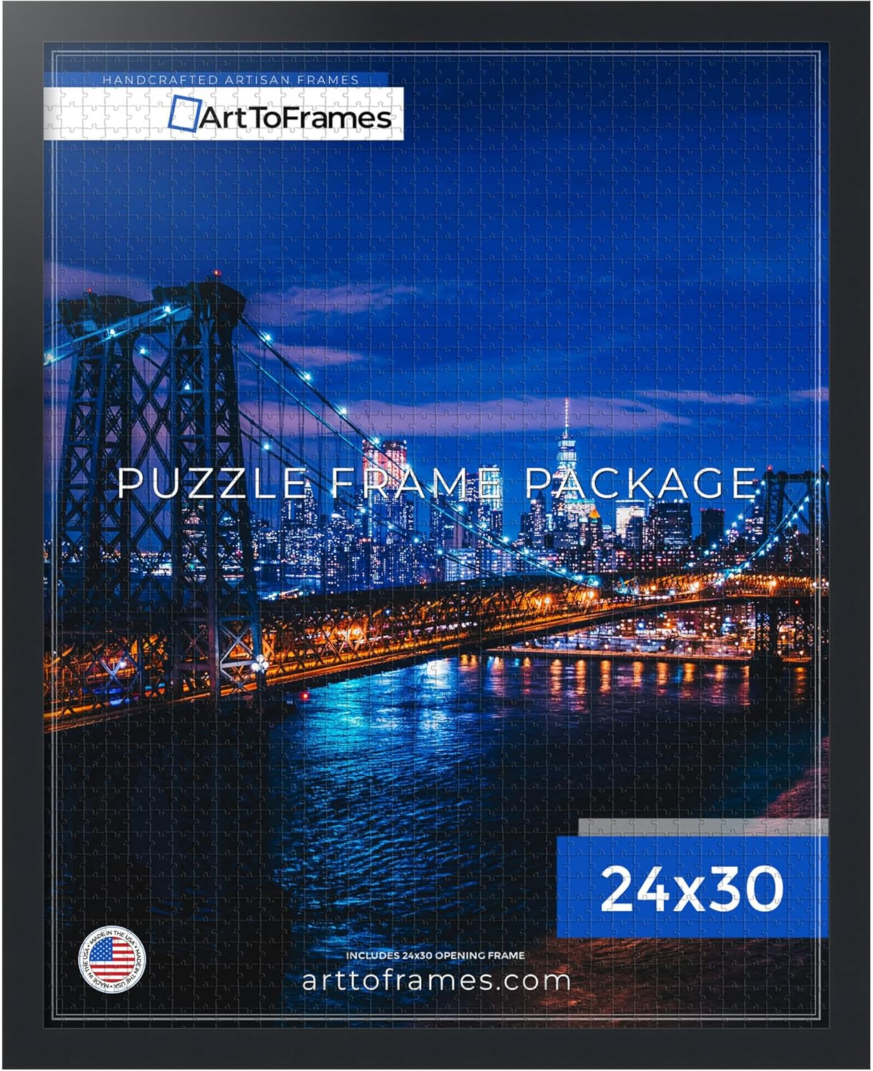 24x30 INCH/61x76.2 CM 1000 1.25 Inch (PuzzleFRBW72079-24x30) ArtToFrames Black Frame for Piece Puzzles.This Custom MDF