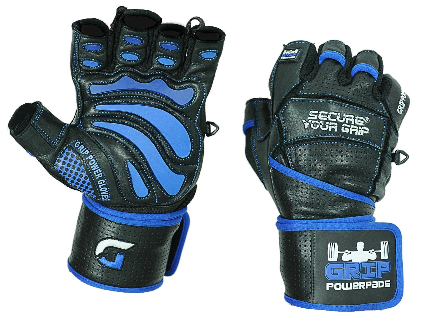 Elite Leather Gym Gloves with Built in 2" Wide Wrist Wraps Grip & Design for Weightlifting Power Lifting Bodybuilding & Strength Training Workout Exercises