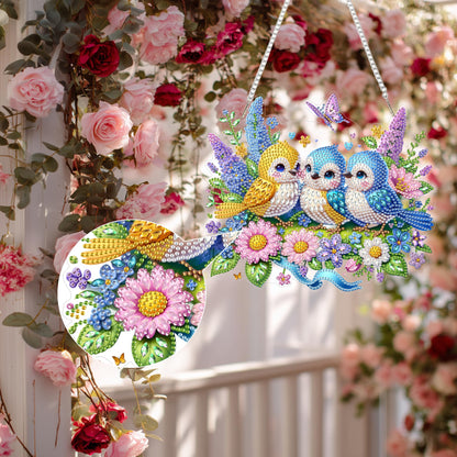 Aeepics Hanging Diamond Art Kit for Adult, DIY Diamonds Painting Pendant Ornament Kit, Acrylic Diamond Art Painting Board Kit (Birds)