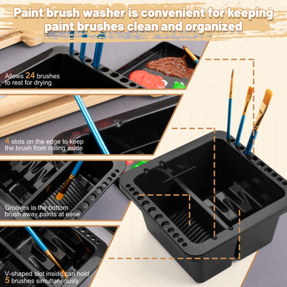 MyLifeUNIT Paint Brush Cleaner, Paint Brush Holder and Organizers for Acrylic, Watercolor, and Water-Based Paints (Black)