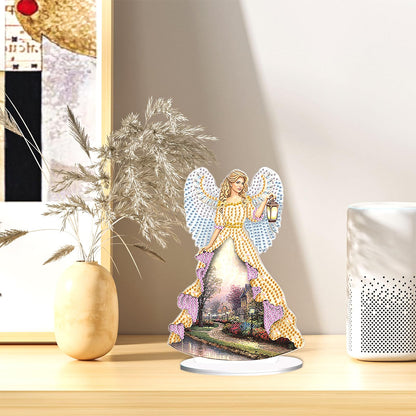 JZHYOAN Angel Diamond Art Desktop Ornaments Gem Painting Table Ornaments Gem Art for Adults Diamond Painting Desk Stand Crystal Arts Mosaic Kit DIY Desktop Kits with Special Shape