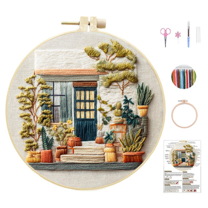 HAOYEGUOJI Embroidery Kit for Beginners, Hand Needlepoint Kits for Adults with Pre-Stamped Patterns, 7.8-Inch Hoop, Threads & Needles, Step by Step Instructions (7.66)