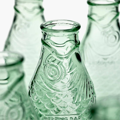 Serax Glass Water Pitcher | Fish & Fish glassware by Paola Navone | Wine Carafe Decanter 28.74 fl oz | Clear Green Bottle Container for hot & cold Drinks | Fridge Beverage Dispenser, Suitable as Vase