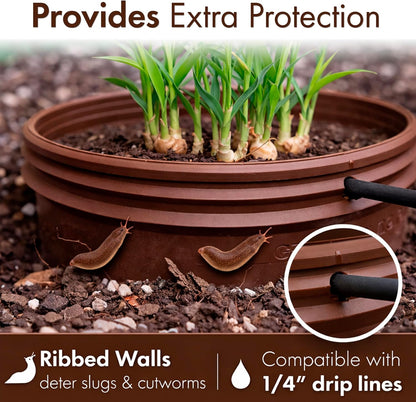 7 inch 12 Pack Solid Planting Grow Rings | Earth Brown | One-Piece Design for Deep Root Watering Veggies, Herbs