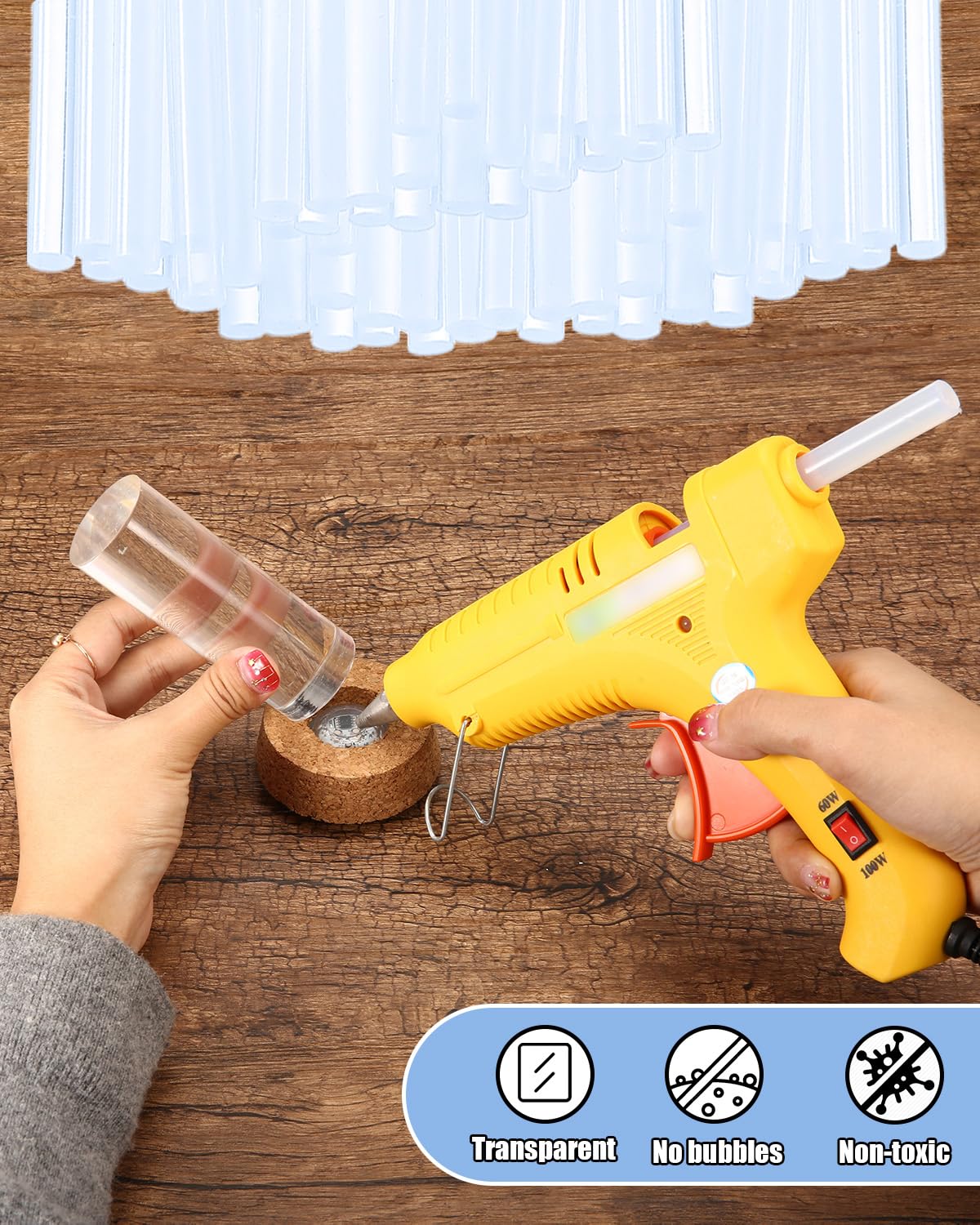 Mini Hot Glue Sticks, 300 Pack Glue Gun Sticks for DIY Craft Projects and Sealing, 4" Long and 0.27" Diameter (300)