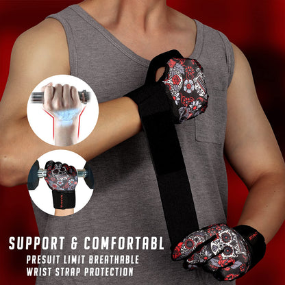 Full Fingers Workout Gloves for Women & Men - Gym Gloves with Extra Grip Foam Padding & Anti-Slip for Fitness, Training & Cycling