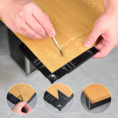 FOSHIO Aluminum Edge Wrap Cutting Template Tool, Template Ruler Drafting Tools for Furniture Wrapping, Gift Wrapping, Wallpaper, Vinyl Wrapping. Window Film Application Cutting Guide Tools