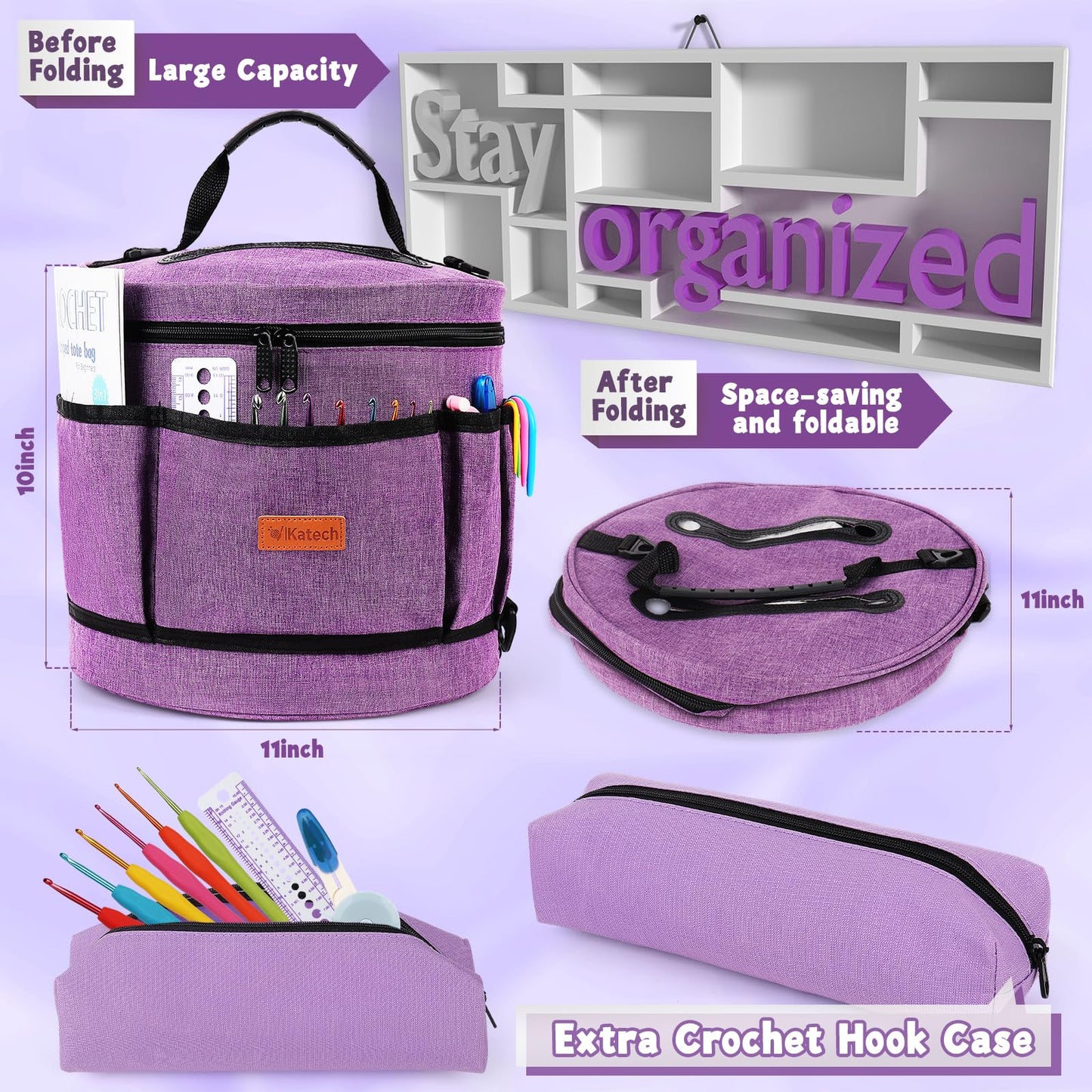 Katech Crochet Kit for Beginners, Beginner Crochet Kit for Adults and Kids Crochet Kits Includes Crochet Hooks Knitting Bag Crochet Yarn for Crocheting Instruction Knitting Kit Crochet Supplies Gift