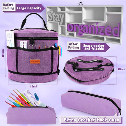 Katech Crochet Kit for Beginners, Beginner Crochet Kit for Adults and Kids Crochet Kits Includes Crochet Hooks Knitting Bag Crochet Yarn for Crocheting Instruction Knitting Kit Crochet Supplies Gift