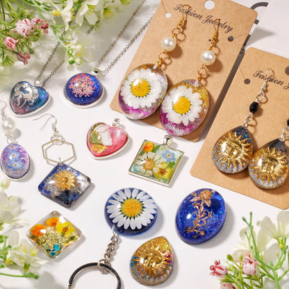 LET'S RESIN Cabochon Gems Resin Molds, 36 Cavities UV Resin Jewelry Making Kit with 16 PCS Metal Pendants Trays,Silicone Molds for Pendants,Earrings,Necklace
