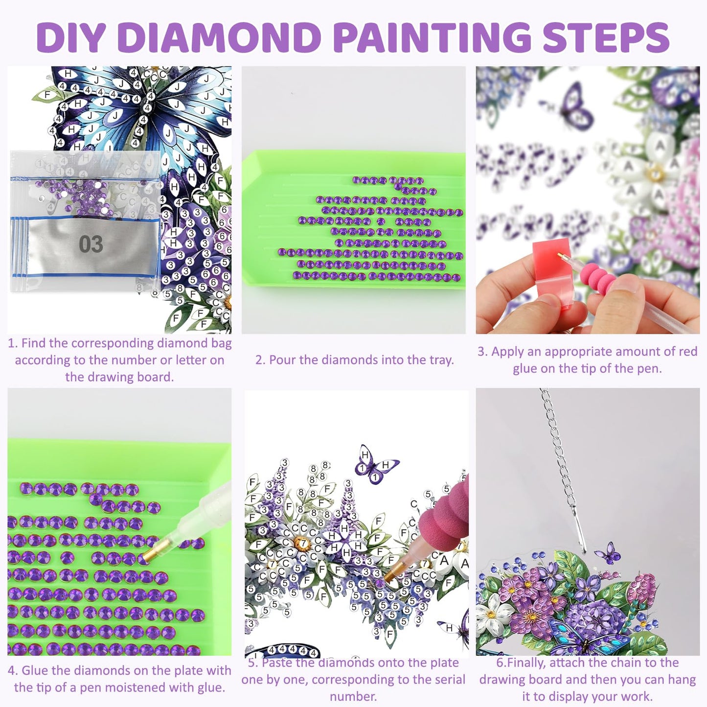MEIYUDA Flower Wreath Diamond Art Hanging Kits for Adult, Happy Spring Diamond Painting Hanging Kits Ornaments, DIY Special Shaped Rhinestone Window Pendants Kit for Home Garden Wall Decor