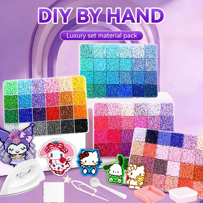 Fuse Beads Kit for Jewelry Making, 2000 Pcs Melty Beads with Storage Box and Big Iron, Create Bracelets, Keychains, Pixel Art, Complete Crafts for Girls & Boys Birthday Gifts, Easter Basket Stuffers