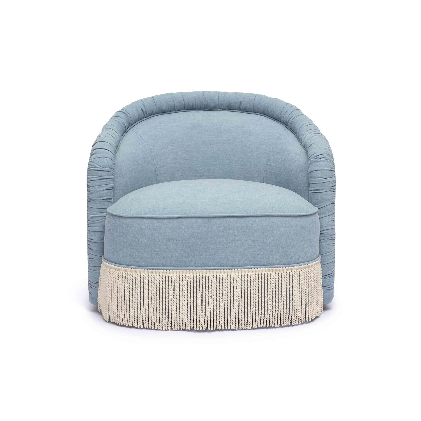 Tov Furniture Pamela Faded Blue Recycled Fabric Tassel Lounge Chair