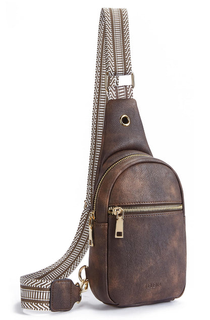 Telena Small Sling Bag for Women Leather Crossbody Fanny Packs Chest Bag for Women