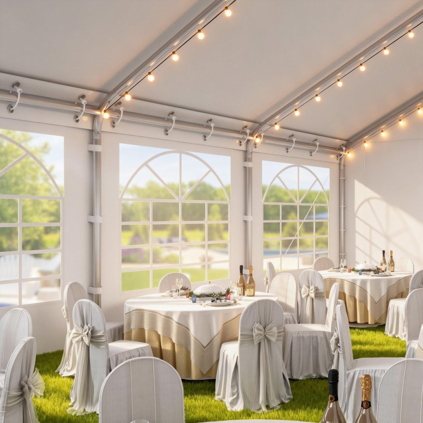 DWVO 20'×40' Party Tent, Heavy Duty Waterproof Outdoor Canopy with Removable Sidewalls & Roll-up Door, Heavy-Duty Steel Frame Built-in Sandbags for Outdoor Weddings, BBQ, Parties Camping
