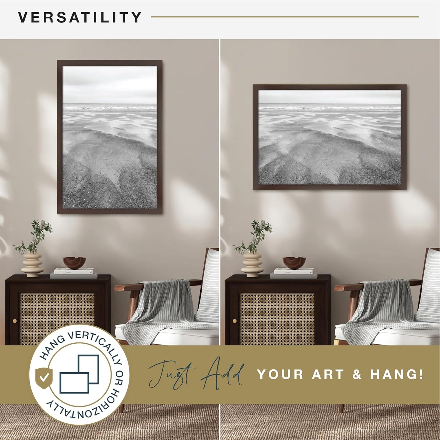 MCS Museum Poster Frame 16x24 Espresso Woodgrain, Vertical & Horizontal Large Picture Frame for Photos, Posters