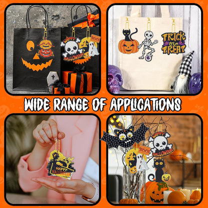 12 Pcs Halloween 5D DIY Diamond Art Painting Keychains Kits for Adult Beginners. Double Sided Hanging Halloween Party Keychains and Ornaments for Decoration Gifts (key03)