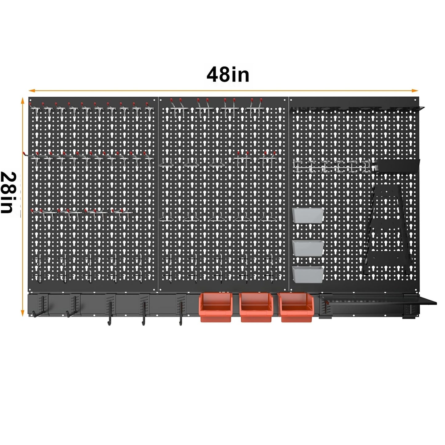 TORACK Metal Pegboard Wall Organizer System for Garage, 109 PCS Pegboard Accessories Tool Organizer Kit with Pegboard Bins, Hooks, Tool Storage Peg Board for Workbench(Black)