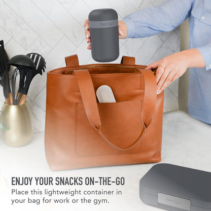 Bentgo Snack Cup - Reusable Snack Container with Leak-Proof Design, Toppings Compartment, and Dual-Sealing Lid, Portable & Lightweight for Work, Travel, Gym - Dishwasher Safe (Dark Gray)