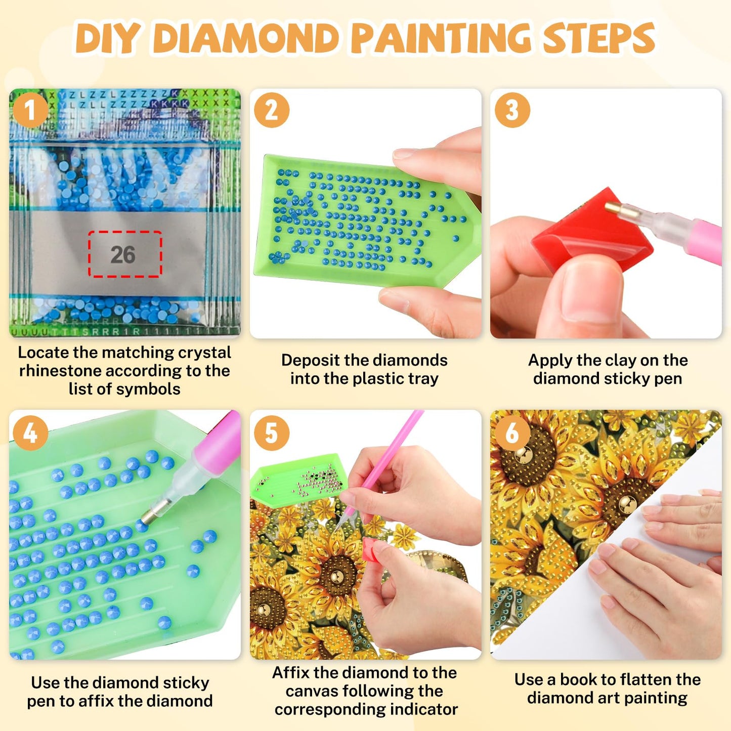 Bowetile Spring Diamond Art Hanging Kits for Adults, Diamond Art Suncatchers Sunflowers, 5D Special Shape Diamond Painting Pendant Window Ornament Gifts for Home Wall Garden Door Decor