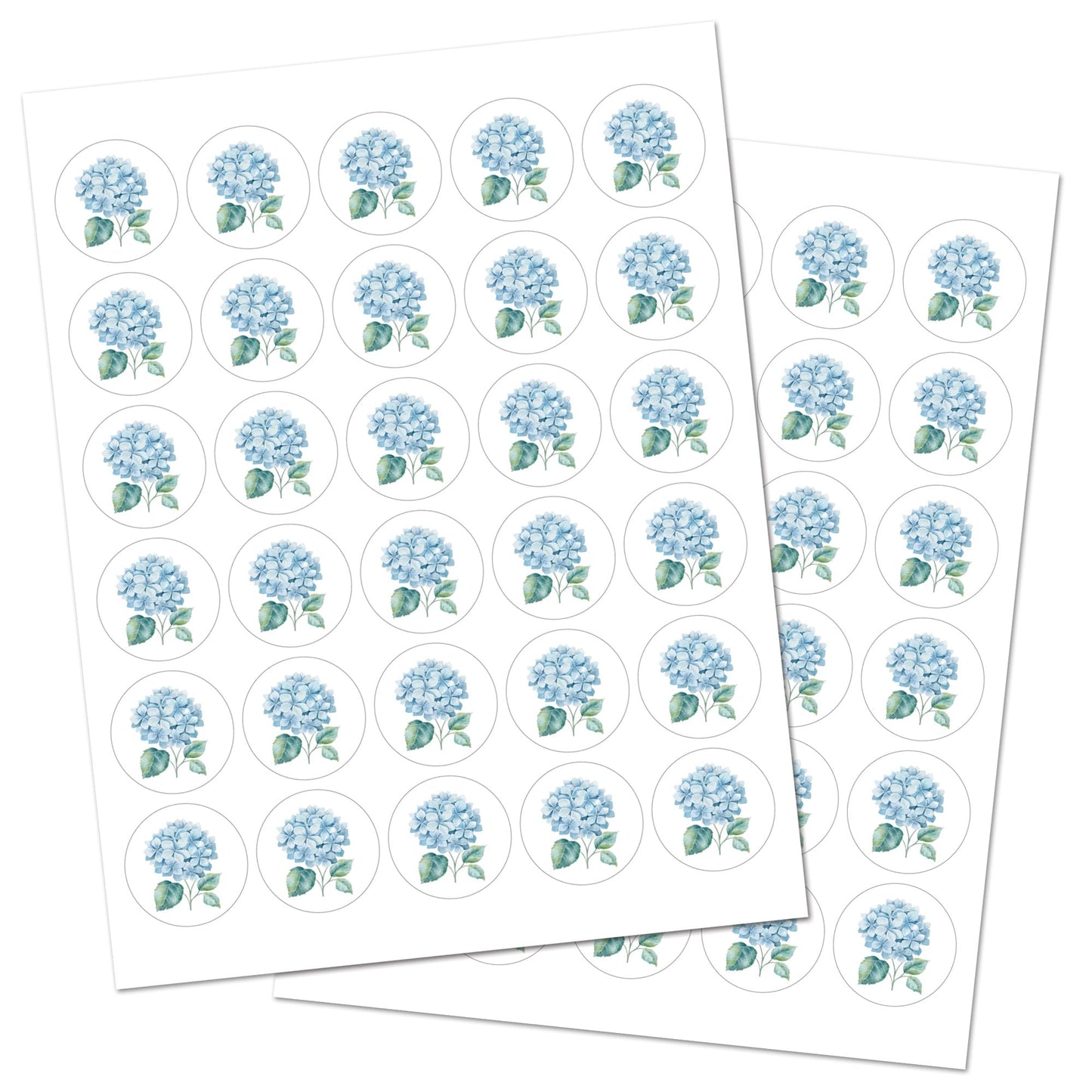 Blue Hydrangea Envelope Seal Stickers, 1.5 inch, 60 Labels