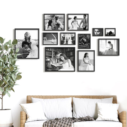 DUENPY 11 Pack Picture Frames Collage Wall Decor Set, Multi-Size Photo Frames for Wall Mounting, Gallery Wall Picture Frames Kit with 2pcs 16x20, 4pcs 11x14, 3pcs 8x10, 2pcs 5x7, Black Frame Sets