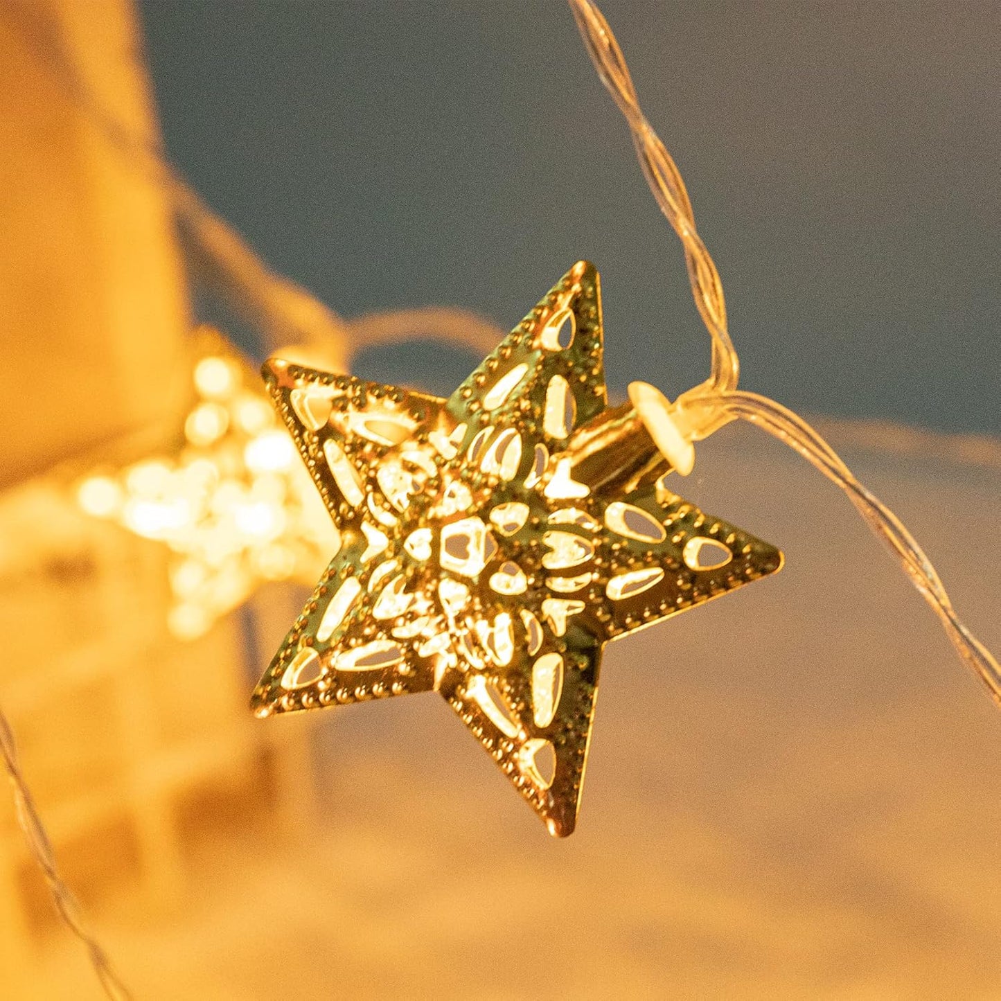 Vigdur 10Ft Star String Lights - 20 LED Battery Operated Fairy Lights with Timer | Perfect for Ramadan & Eid Decor