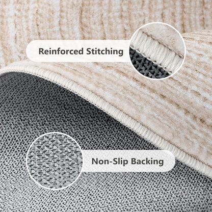 Asrug Faux Jute Round Rug - Soft, Washable Non-Slip Area Rug | 2ft Khaki Circle Rug for Kitchen & Living Room