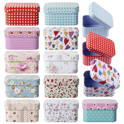 AUEAR, 6 Pack Mini Trinket Coin Box Flower Pattern Containers with Lid for Jewelry Storage Case Tinplate (Random Color)