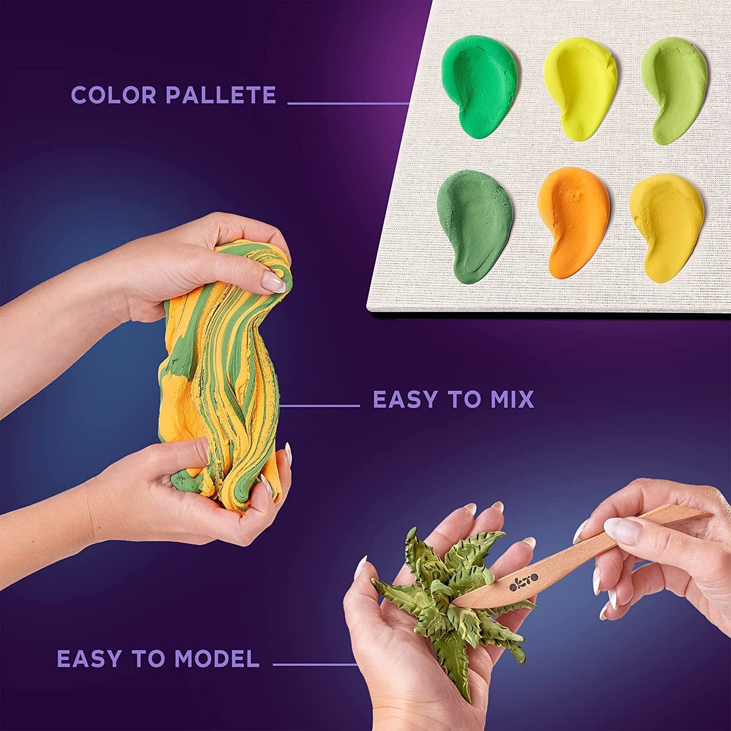 Art Kit Energy | Succulents Art Set 3D for Home Wall Decor | Craft Kits for Adults and Teen | Craft Box with Modeling Clay for Succulents | Hobby Kits Succulent DIY Kits