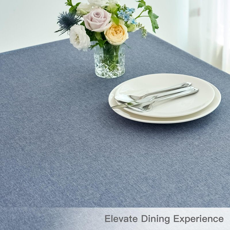 maxmill Rectangle Linen Textured Tablecloth Waterproof Spillproof Wrinkle Free Washable Fabric Table Cloth Kitchen Dining Tabletop Decoration Table Cover for Holiday Party, 52 x 70 Inch, Demin Blue