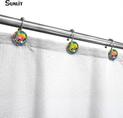 Sunlit Luxury Design Glitter Round Colorful Diamond Crystal Gem Bling Shower Curtain Hooks - Rust Proof Metal