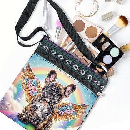 5D DIY Diamond Painting Shoulder Bag, Special Shaped Diamond Art Bag Kit, Partial Drill Craft Handbag, Crossbody Purse with Adjustable Strap, DIY Crystal Rhinestone Art Gift, Dog Angel