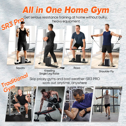 SR3 PRO Portable Smart Home Gym | All-in-One 5-180LBS Resistance Adjustable Trainer for Full Body Strength Training | Foldable Fitness Equipment for Home,Outdoor & Travel Use