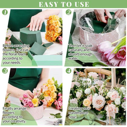 Aktor 6 Pcs Floral Foam Blocks for Fresh & Artificial Flower Arrangement, 8.8” x 4.1” x 2.7” Green Wet Foam for Wedding, Birthdays, Home, Office, and Garden Decorations