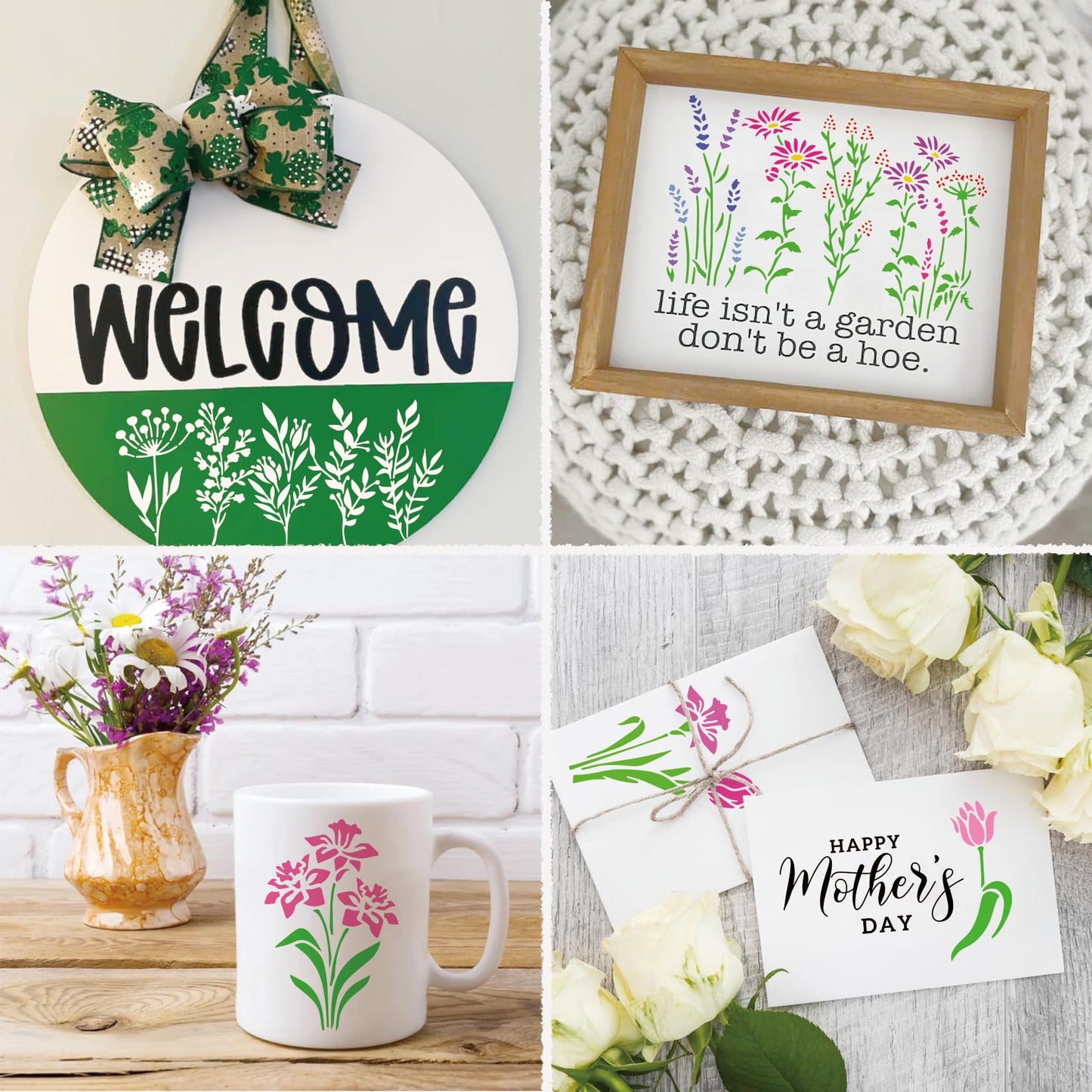 60pcs Small Floral Stencils for Painting on Wood Reusable Flower Wildflower Stencil Templates for Crafts Vine Herb Botanical Leaf Plant Stencils for Drawing on Wall Canvas Furniture(floral60)