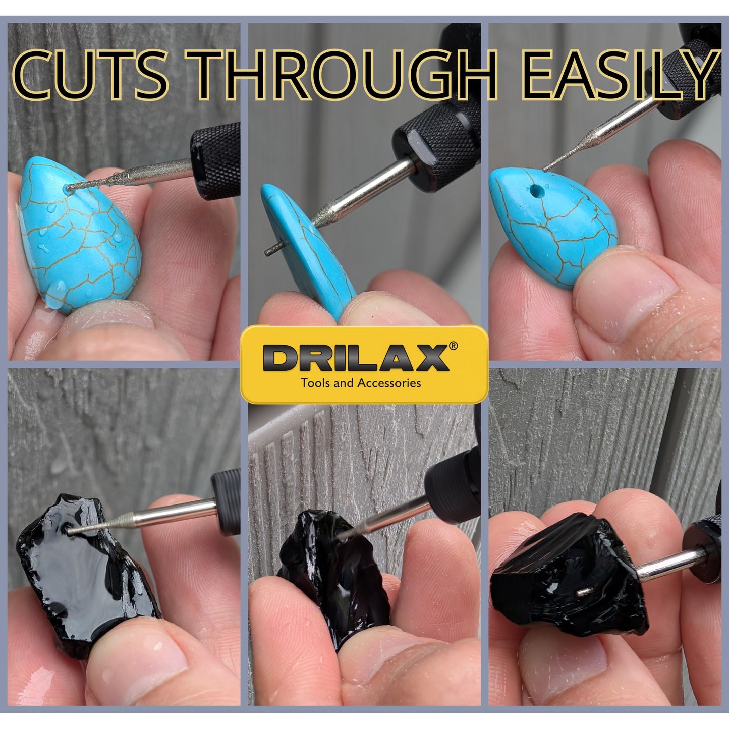 Drilax Diamond Drill Bits for Stone and Glass – 30 Pc Set (1mm, 2mm, 3mm) 1/8 Shank for Dremel & Rotary Tools – Jewelry Making, Gemstone, Sea Glass and Lapidary Drill Bits Kit