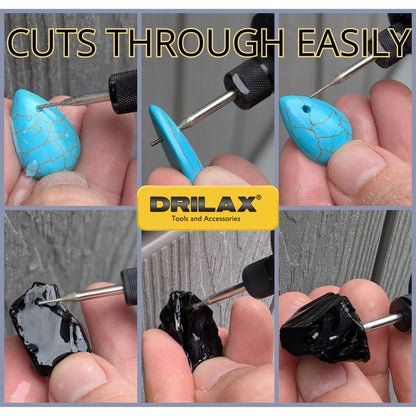 Drilax Diamond Drill Bits for Stone and Glass – 30 Pc Set (1mm, 2mm, 3mm) 1/8 Shank for Dremel & Rotary Tools – Jewelry Making, Gemstone, Sea Glass and Lapidary Drill Bits Kit