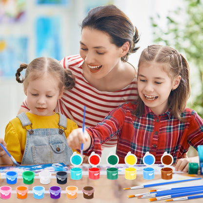 40 Strips Empty Paint Pot and 80 Pcs Paint Brushes 3 ml Mini Acrylic Paint Container with Lid Arts Crafts Supplies for Classrooms School Painting