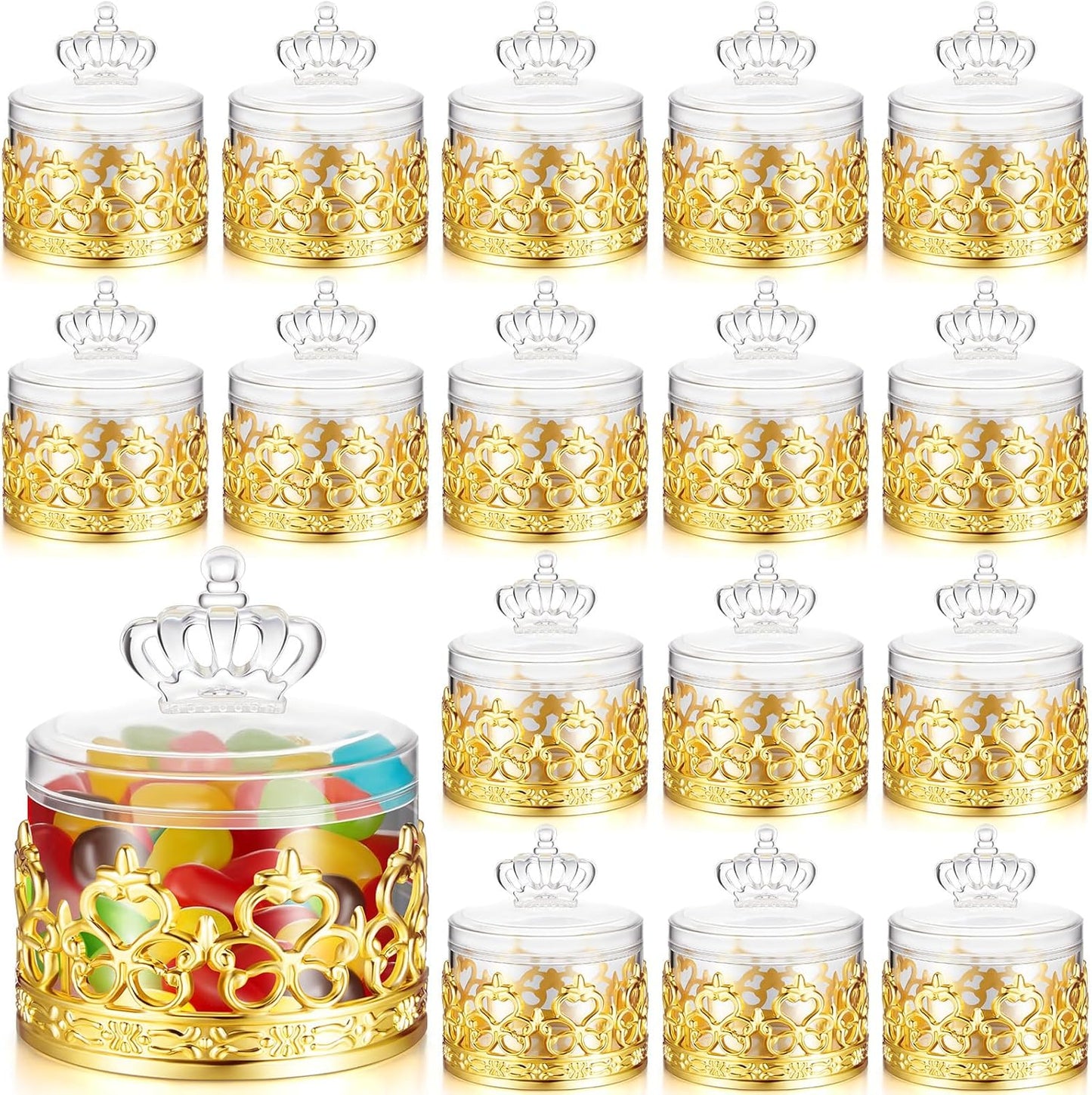 18 Cunhill Pcs Mini Candy Bottles Mini Plastic Jars with Lids Small Champagne Bottles Storage Candy Favor Containers